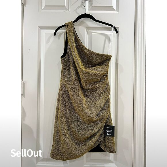 Lulus Dresses & Skirts - Lulus Women's Gold One-Shoulder Mini Dress Size M Party Cocktail